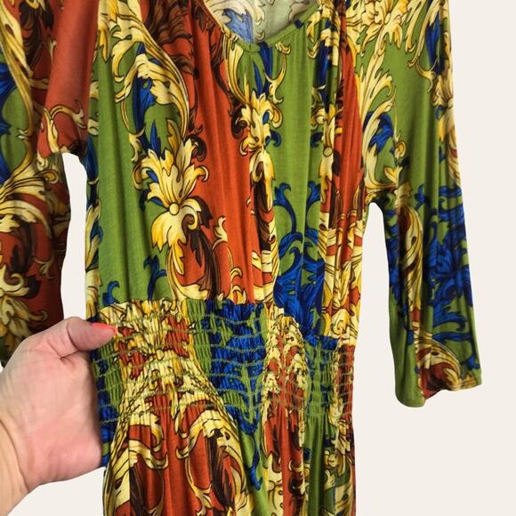 Anthropologie Poema cinched waist retro style floral dress - Picture 4 of 8